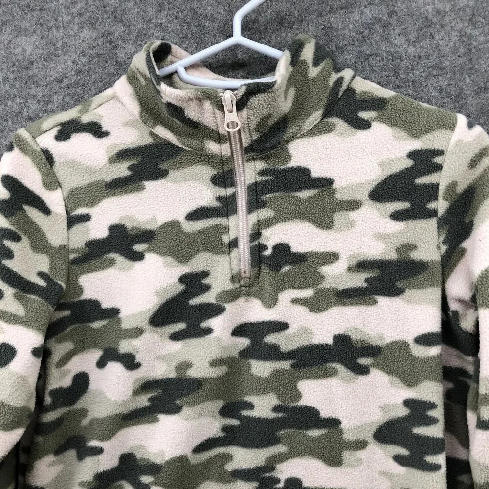 Children's Place Fleece 1/4 Zip Pullover Girls L 10/12 Pink Green Camo‎ Sweater